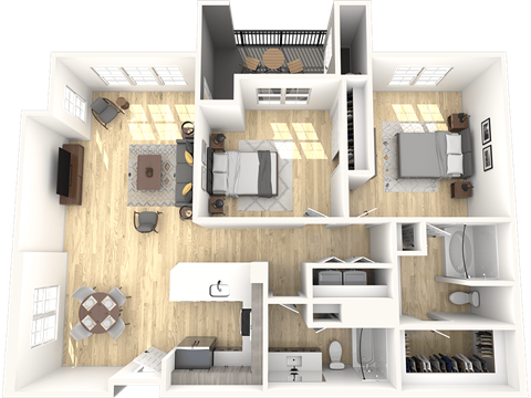The Laurel B4 Two Bedroom Two Bathroom Floor Plan